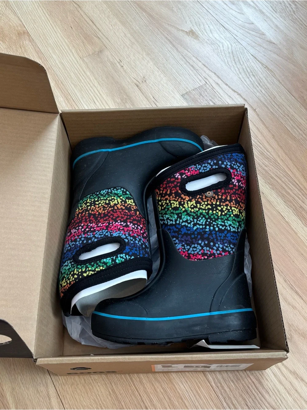 Bogs Kids Classic II Rainbow Dots Rain/Winter Boots, Sz 11